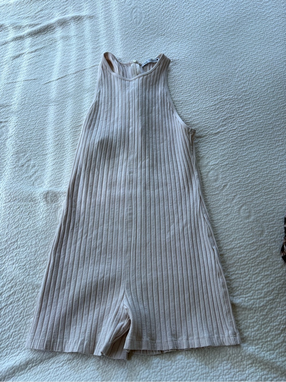 Zara Ribbed Romper in Creamy Pink
